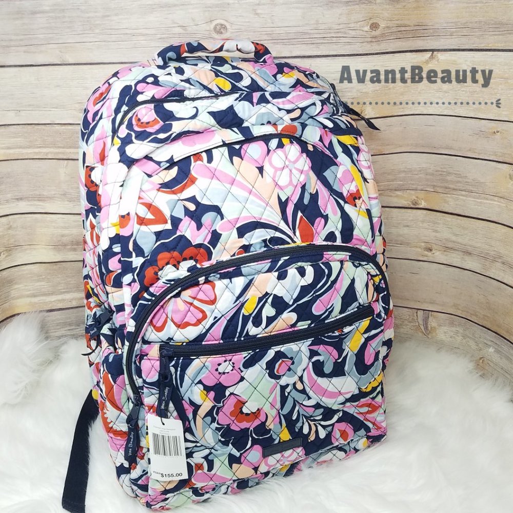 Vera Bradley Set Essential Backpack Mod Paisley Pink Cotton Bookbag Lunch Bunch - Picture 13 of 16